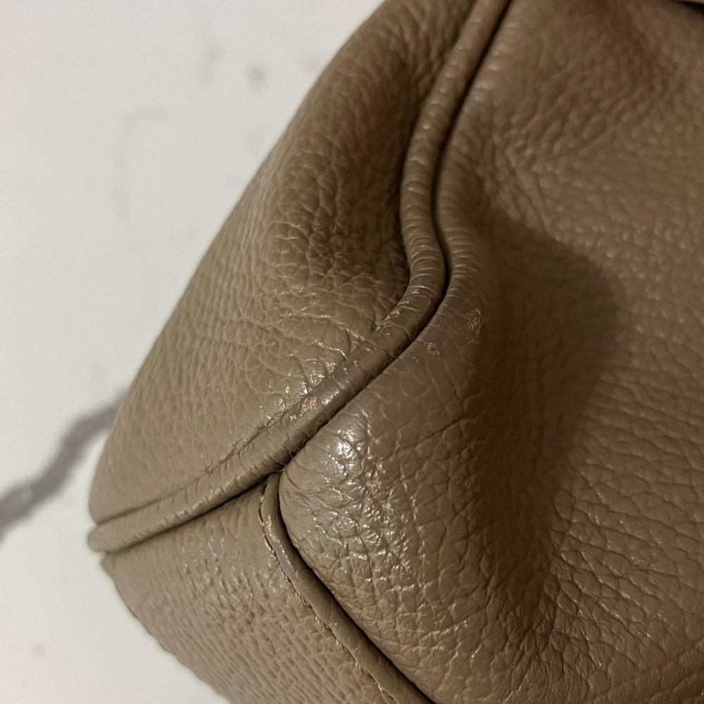 Valentina Italia Olive Pebbled Leather Shoulder Tote Bag Contemporary Minimalist - Picture 8 of 14